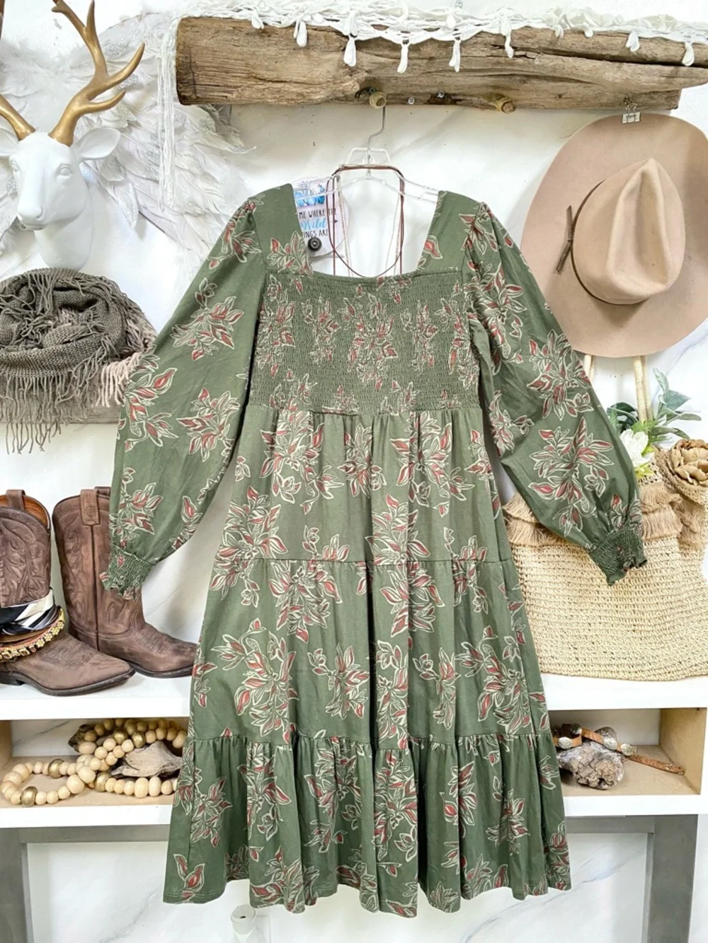 Farmhouse/cottagecore boho tired dress w prairie Country vibe - Picture 11 of 11